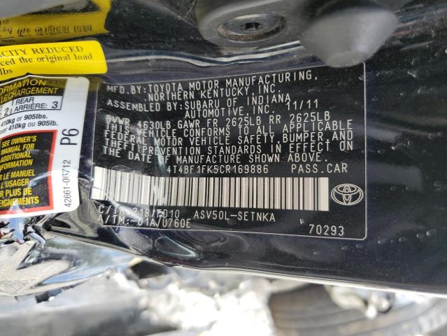 Photo 12 VIN: 4T4BF1FK5CR169886 - TOYOTA CAMRY 