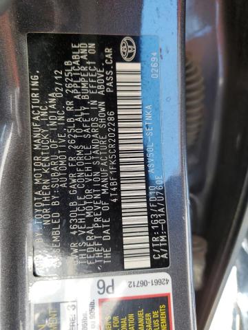 Photo 11 VIN: 4T4BF1FK5CR202286 - TOYOTA CAMRY 