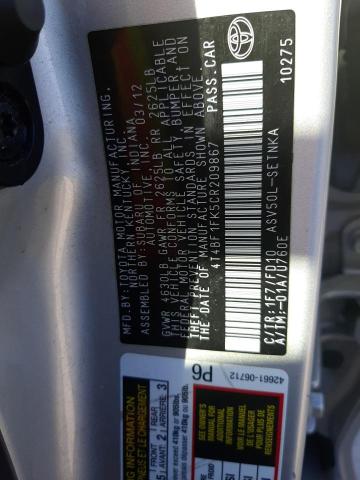 Photo 12 VIN: 4T4BF1FK5CR209867 - TOYOTA CAMRY BASE 