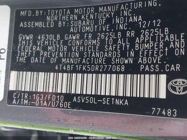 Photo 8 VIN: 4T4BF1FK5DR277068 - TOYOTA CAMRY 