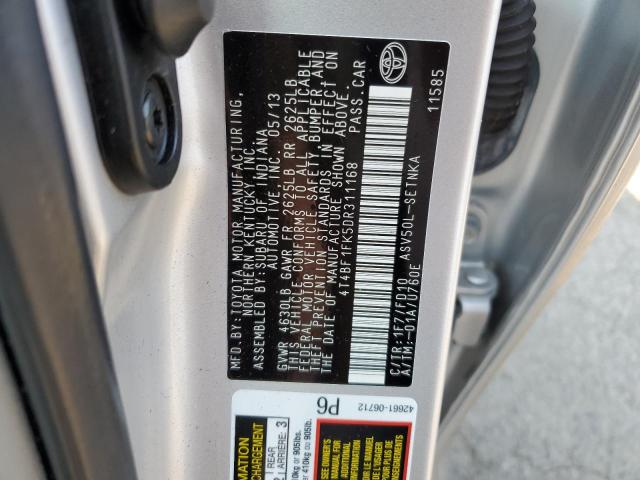 Photo 11 VIN: 4T4BF1FK5DR311168 - TOYOTA CAMRY L 