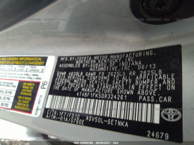 Photo 8 VIN: 4T4BF1FK5DR324261 - TOYOTA CAMRY 