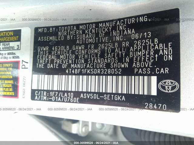 Photo 8 VIN: 4T4BF1FK5DR328052 - TOYOTA CAMRY 