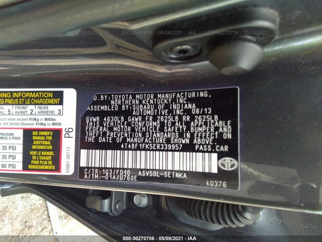 Photo 8 VIN: 4T4BF1FK5ER339957 - TOYOTA CAMRY 