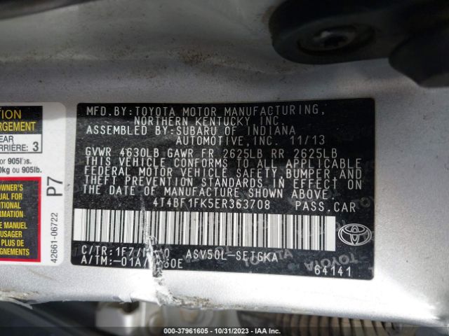 Photo 8 VIN: 4T4BF1FK5ER363708 - TOYOTA CAMRY 