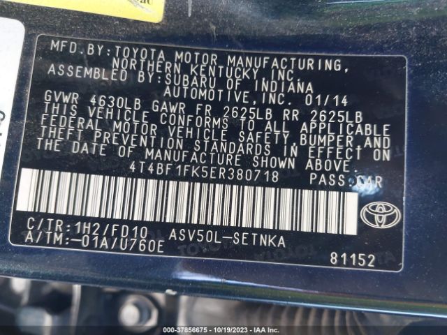 Photo 8 VIN: 4T4BF1FK5ER380718 - TOYOTA CAMRY 