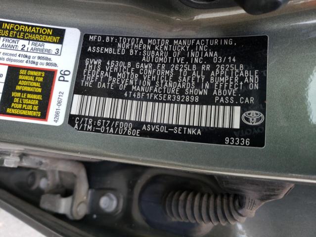 Photo 11 VIN: 4T4BF1FK5ER392898 - TOYOTA CAMRY L 