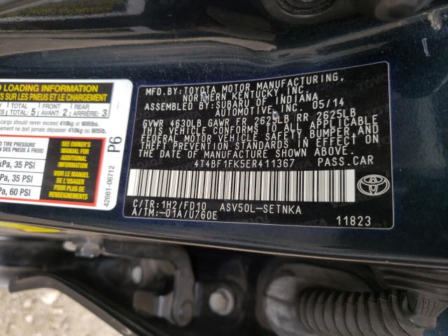 Photo 9 VIN: 4T4BF1FK5ER411367 - TOYOTA CAMRY L 