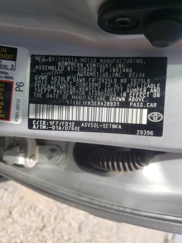 Photo 9 VIN: 4T4BF1FK5ER428931 - TOYOTA CAMRY L 