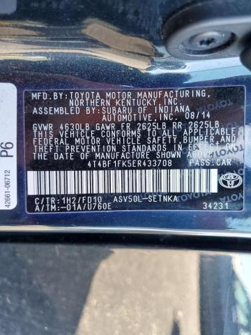 Photo 9 VIN: 4T4BF1FK5ER433708 - TOYOTA CAMRY L 