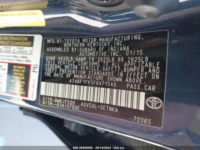 Photo 8 VIN: 4T4BF1FK5FR471540 - TOYOTA CAMRY 