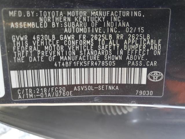 Photo 12 VIN: 4T4BF1FK5FR478505 - TOYOTA CAMRY LE 