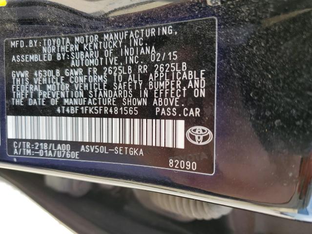 Photo 11 VIN: 4T4BF1FK5FR481565 - TOYOTA CAMRY LE 