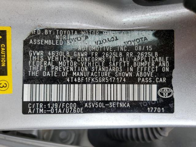 Photo 11 VIN: 4T4BF1FK5GR517174 - TOYOTA CAMRY LE 