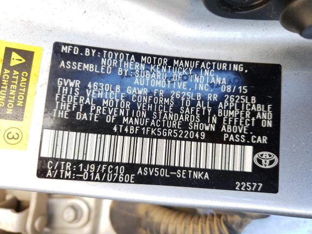 Photo 9 VIN: 4T4BF1FK5GR522049 - TOYOTA CAMRY LE 