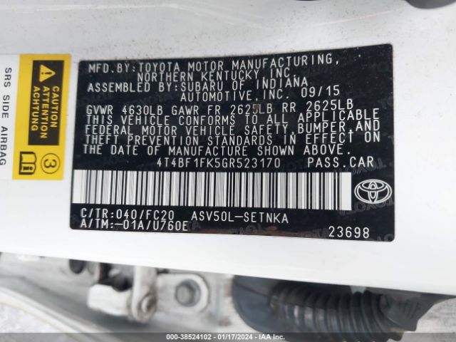 Photo 8 VIN: 4T4BF1FK5GR523170 - TOYOTA CAMRY 