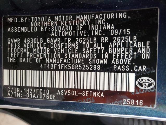 Photo 11 VIN: 4T4BF1FK5GR525288 - TOYOTA CAMRY LE 