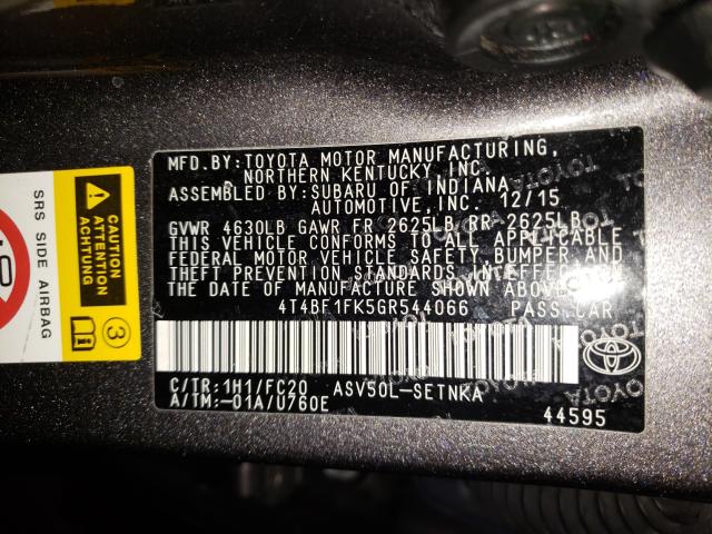 Photo 9 VIN: 4T4BF1FK5GR544066 - TOYOTA CAMRY LE 