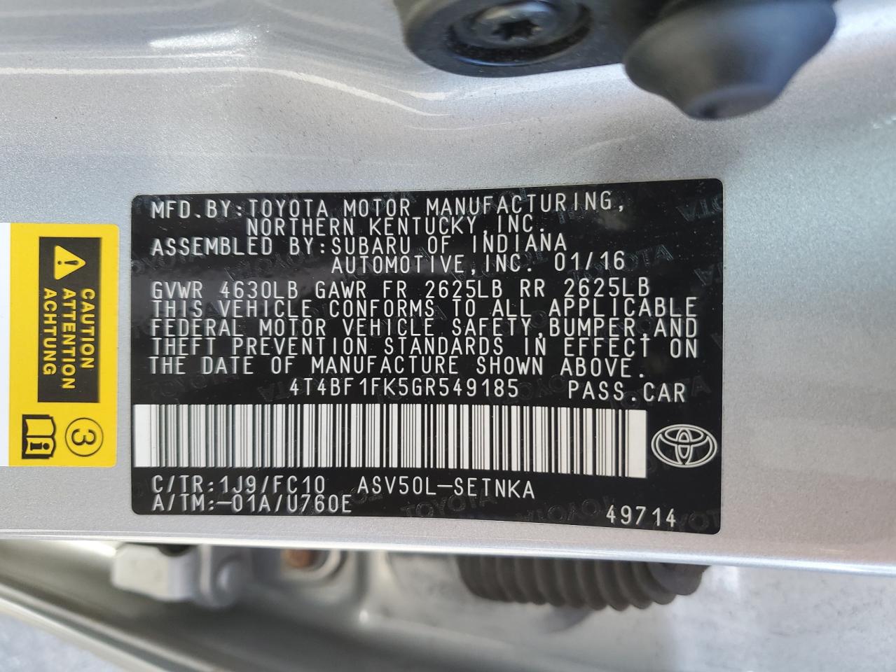 Photo 11 VIN: 4T4BF1FK5GR549185 - TOYOTA CAMRY 