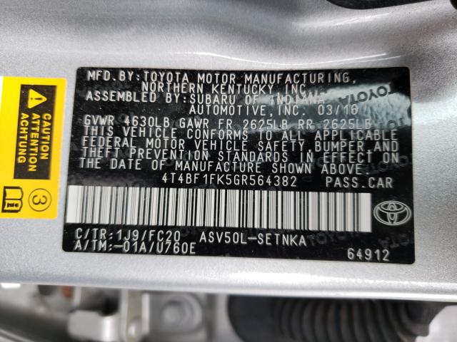 Photo 9 VIN: 4T4BF1FK5GR564382 - TOYOTA CAMRY LE 