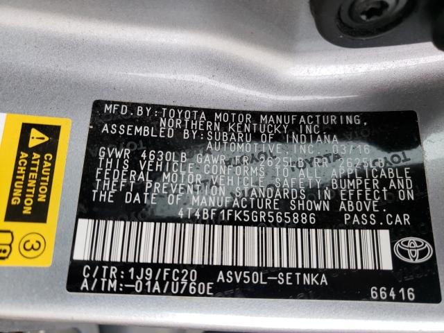 Photo 9 VIN: 4T4BF1FK5GR565886 - TOYOTA CAMRY LE 