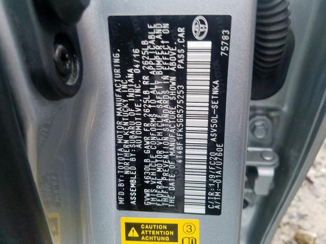 Photo 9 VIN: 4T4BF1FK5GR575253 - TOYOTA CAMRY LE 