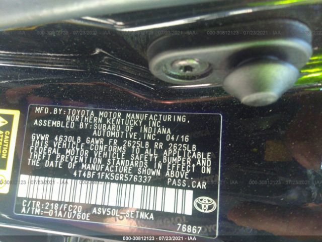 Photo 8 VIN: 4T4BF1FK5GR576337 - TOYOTA CAMRY 