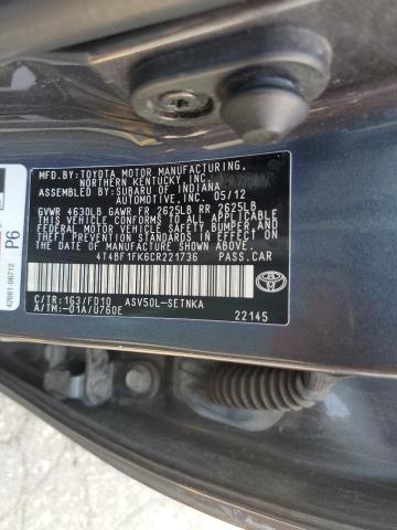 Photo 12 VIN: 4T4BF1FK6CR221736 - TOYOTA CAMRY BASE 