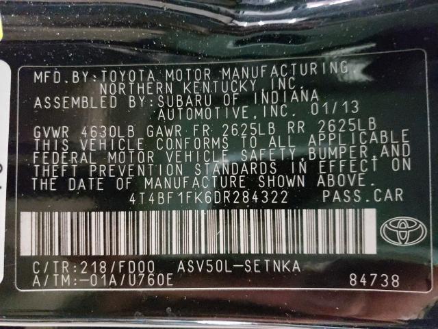 Photo 9 VIN: 4T4BF1FK6DR284322 - TOYOTA CAMRY LE 