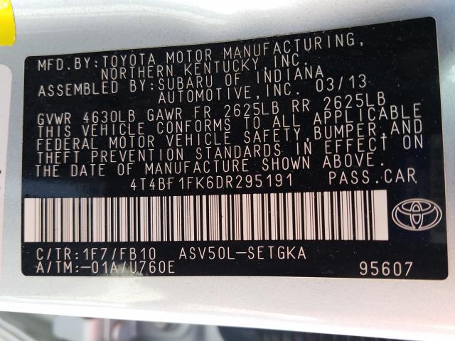 Photo 9 VIN: 4T4BF1FK6DR295191 - TOYOTA CAMRY 