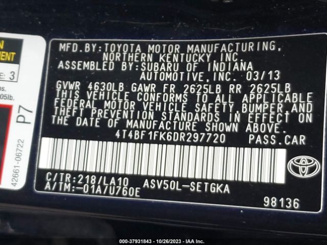 Photo 8 VIN: 4T4BF1FK6DR297720 - TOYOTA CAMRY 