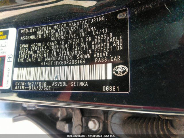 Photo 8 VIN: 4T4BF1FK6DR306464 - TOYOTA CAMRY 