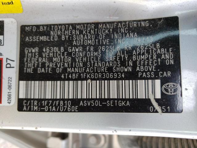 Photo 12 VIN: 4T4BF1FK6DR306934 - TOYOTA CAMRY L 