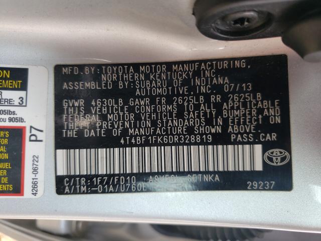 Photo 9 VIN: 4T4BF1FK6DR328819 - TOYOTA CAMRY L 