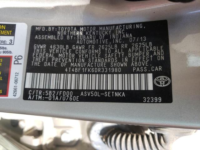 Photo 9 VIN: 4T4BF1FK6DR331980 - TOYOTA CAMRY L 