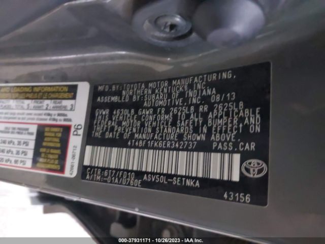 Photo 8 VIN: 4T4BF1FK6ER342737 - TOYOTA CAMRY 