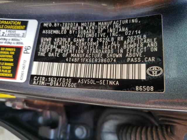 Photo 11 VIN: 4T4BF1FK6ER386074 - TOYOTA CAMRY L 