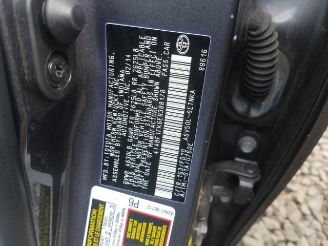 Photo 9 VIN: 4T4BF1FK6ER388178 - TOYOTA CAMRY L 