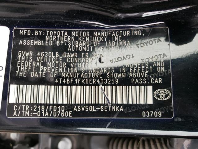 Photo 11 VIN: 4T4BF1FK6ER403259 - TOYOTA CAMRY 