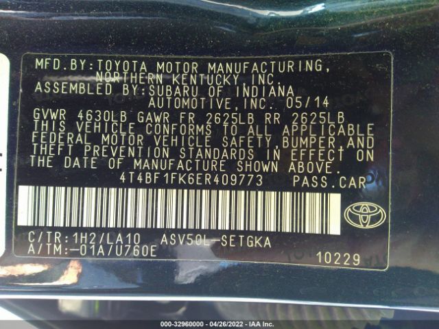 Photo 8 VIN: 4T4BF1FK6ER409773 - TOYOTA CAMRY 