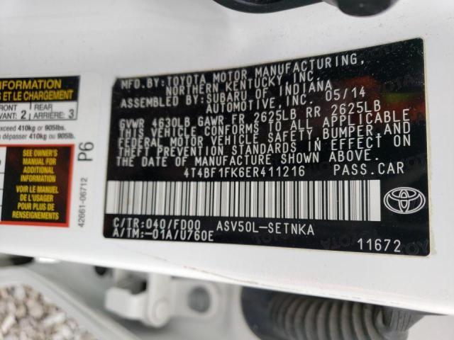 Photo 12 VIN: 4T4BF1FK6ER411216 - TOYOTA CAMRY L 