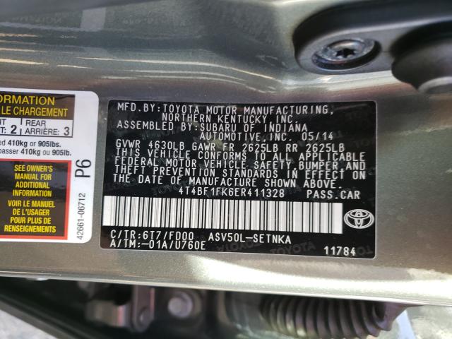 Photo 9 VIN: 4T4BF1FK6ER411328 - TOYOTA CAMRY L 