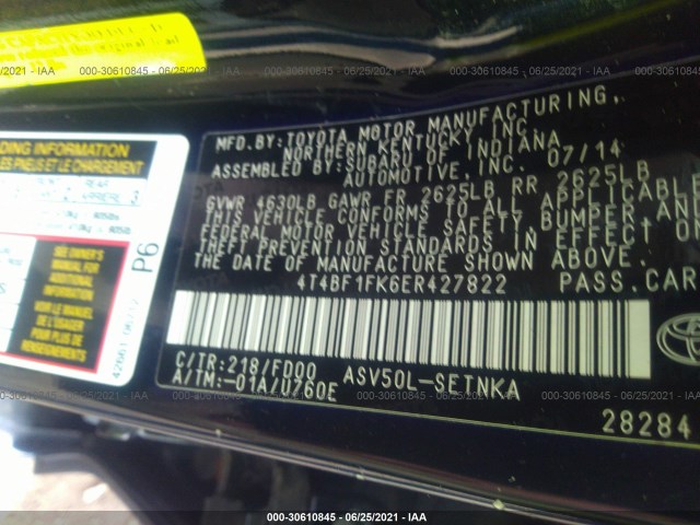 Photo 8 VIN: 4T4BF1FK6ER427822 - TOYOTA CAMRY 