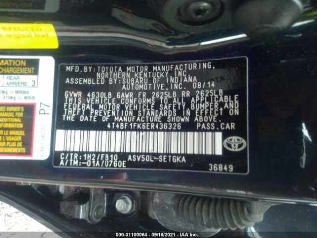 Photo 8 VIN: 4T4BF1FK6ER436326 - TOYOTA CAMRY 