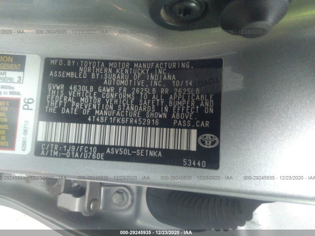 Photo 8 VIN: 4T4BF1FK6FR452916 - TOYOTA CAMRY 