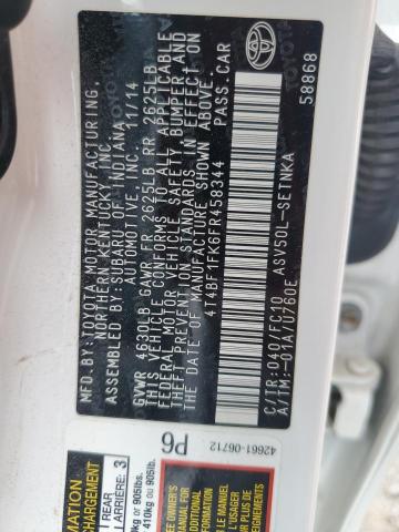 Photo 12 VIN: 4T4BF1FK6FR458344 - TOYOTA CAMRY LE 