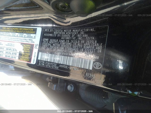 Photo 8 VIN: 4T4BF1FK6FR466816 - TOYOTA CAMRY 