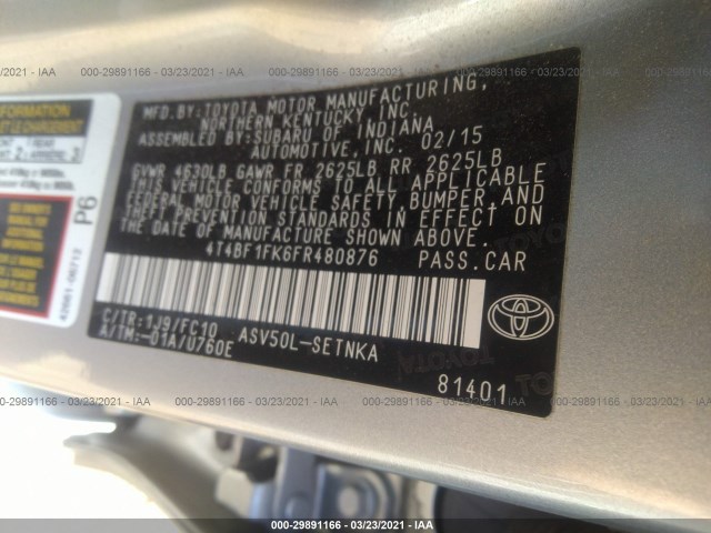 Photo 8 VIN: 4T4BF1FK6FR480876 - TOYOTA CAMRY 