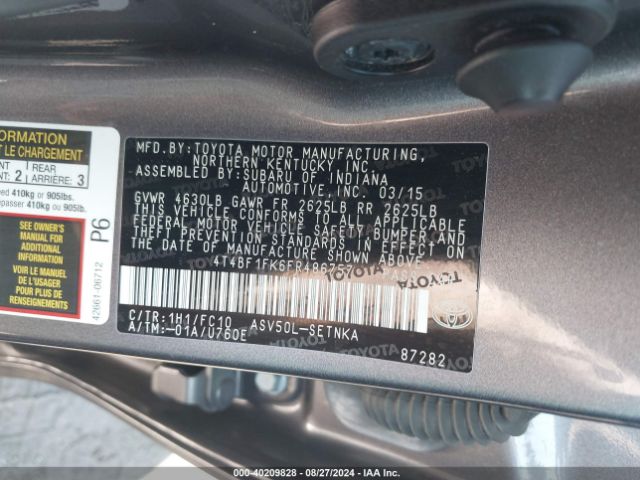 Photo 8 VIN: 4T4BF1FK6FR486757 - TOYOTA CAMRY 