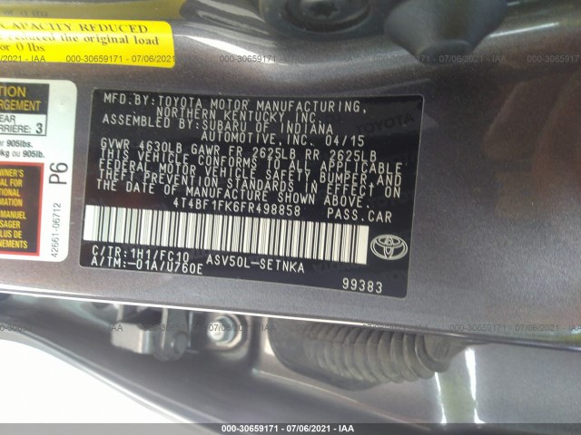 Photo 8 VIN: 4T4BF1FK6FR498858 - TOYOTA CAMRY 